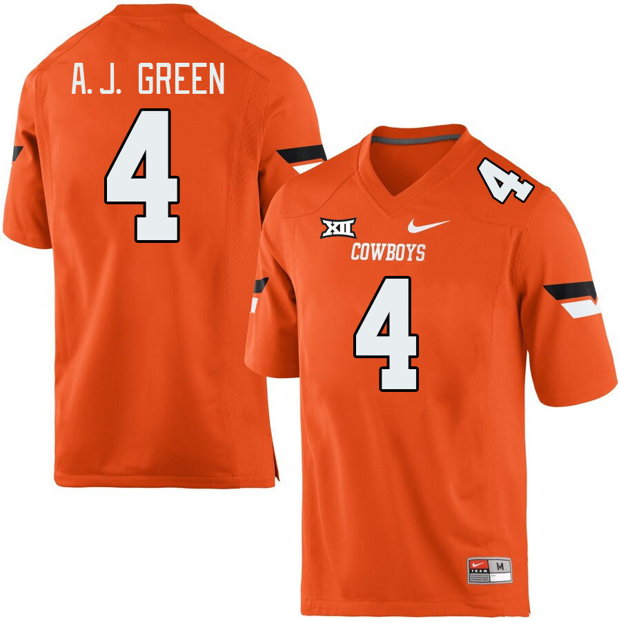 Oklahoma State Cowboys #4 A.J. Green II College Football Jerseys Stitched Sale-Retro Orange